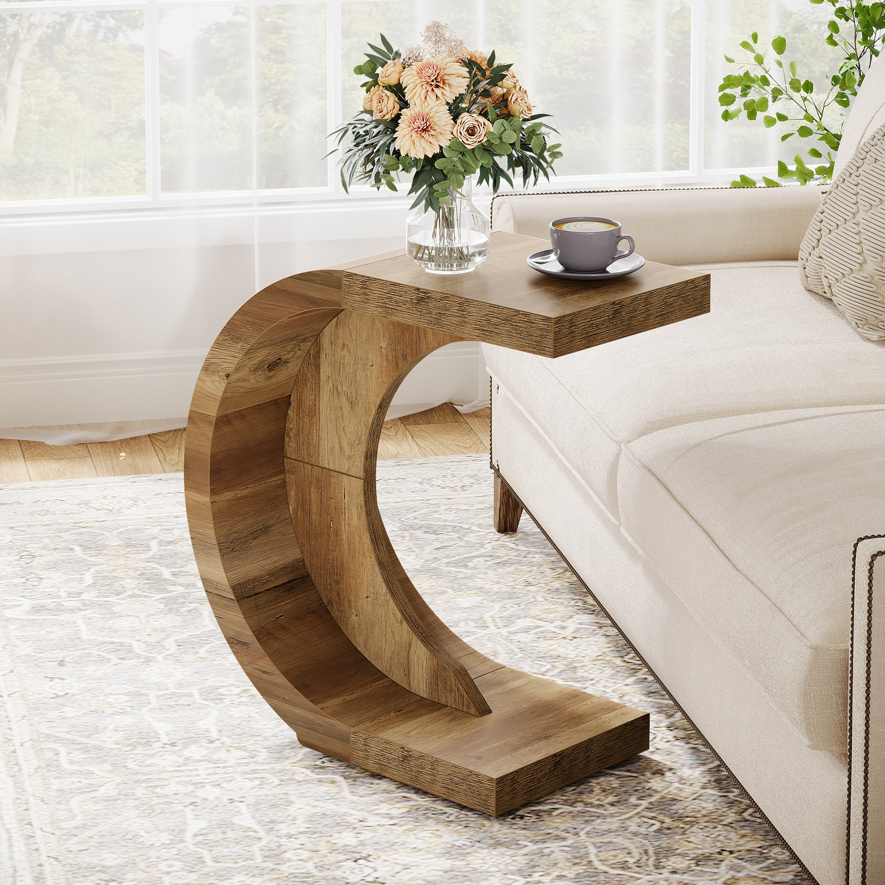 C-Shaped Side Tables: Laptop and Sofa Access